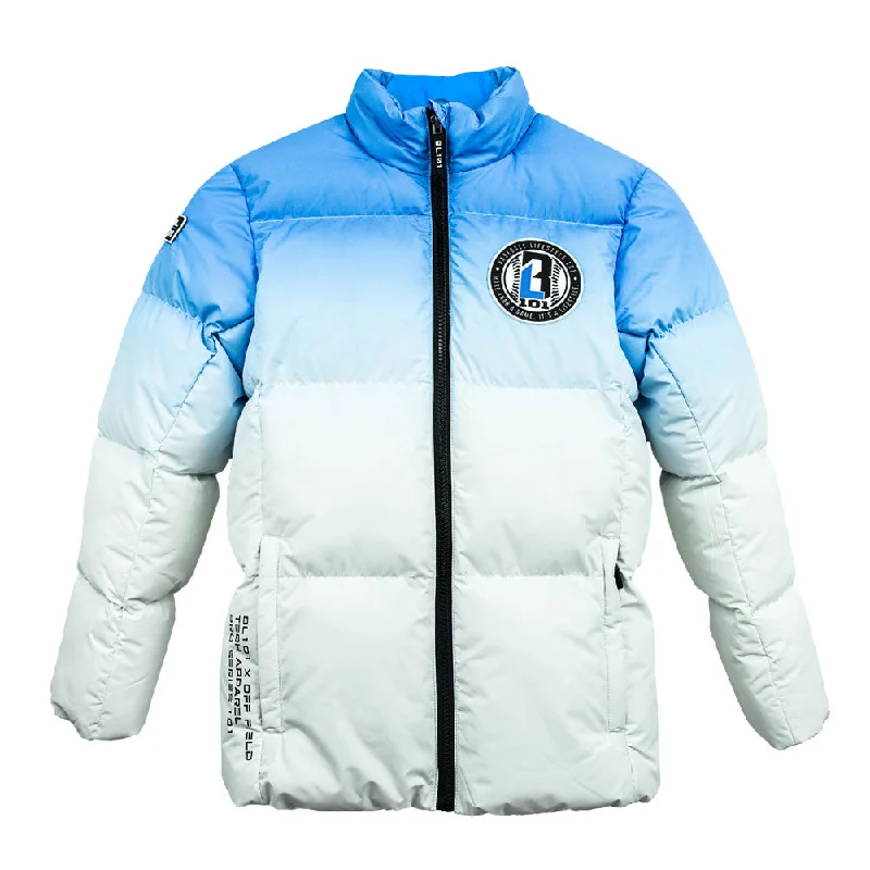 Gradient Full Zip Puffer Youth Jacket - Blue/White