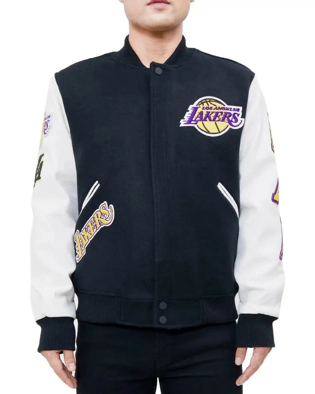 Los Angeles Lakers Black and White Varsity Jacket