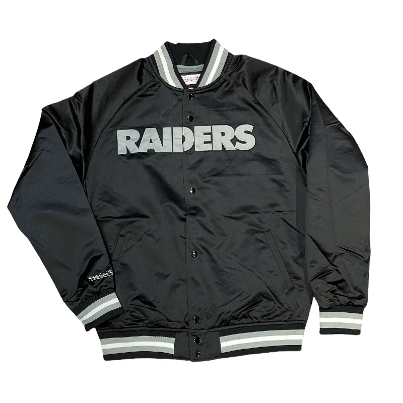 Las Vegas Raiders Mitchell & Ness Double Clutch Lightweight Satin Jacket - Black