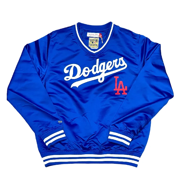 Los Angeles Dodgers Mitchell & Ness Satin V-Neck Pullover Jacket