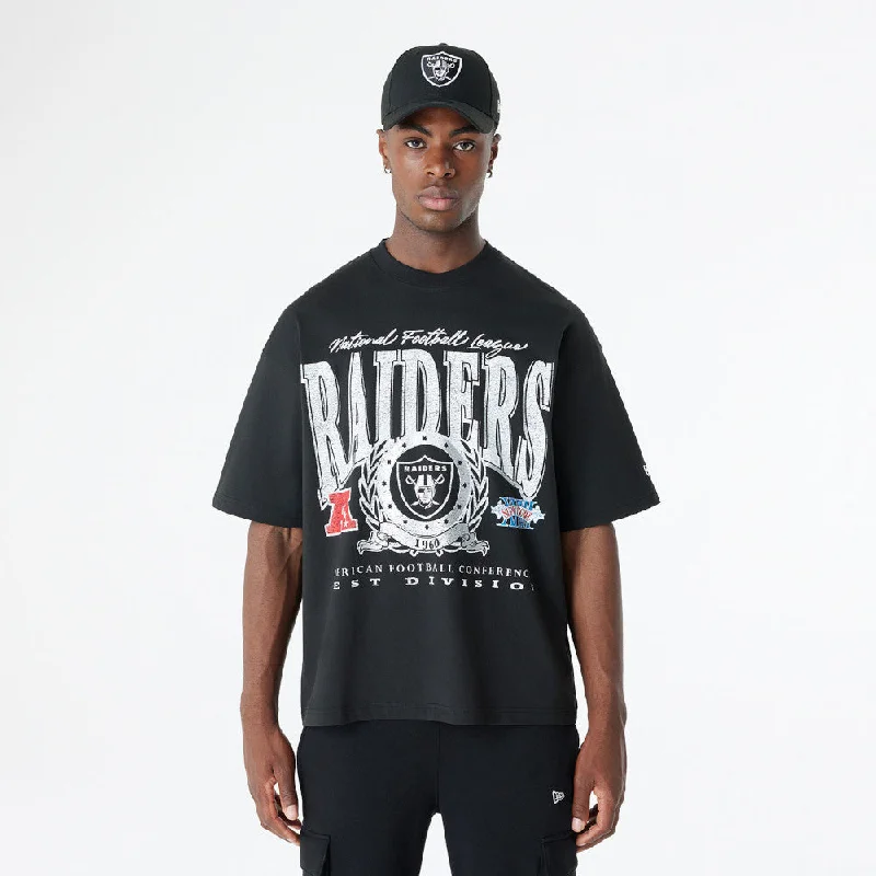 Playera Manga Corta Las Vegas Raiders NFL Oversized Essentials Negra