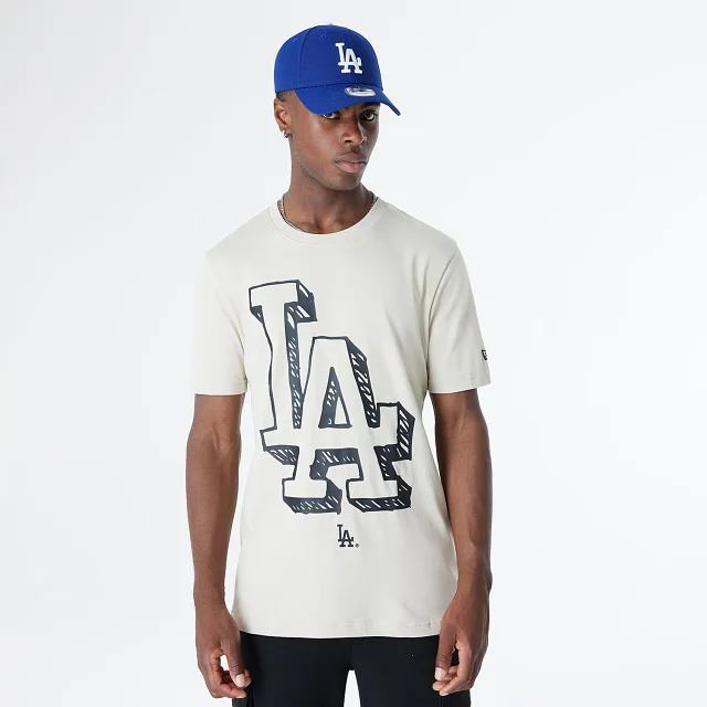 Playera Manga Corta Los Angeles Dodgers MLB Official Doodles Beige