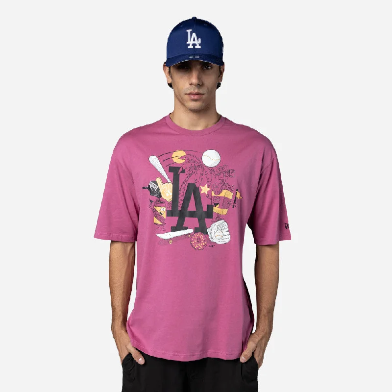 Playera Manga Corta Oversized Los Angeles Dodgers MLB Food Graphic