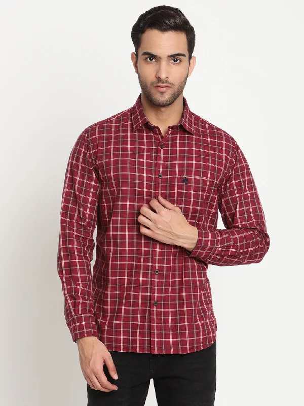 Men's Red Casual Medium Checks Full Sleeve Shirt