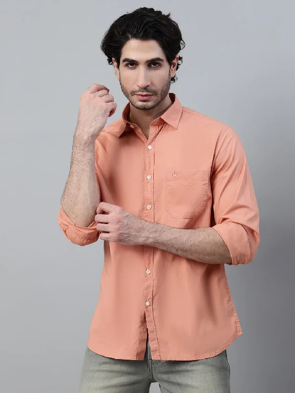 Men's Rust  Casual Plain Full Sleeve Shirt