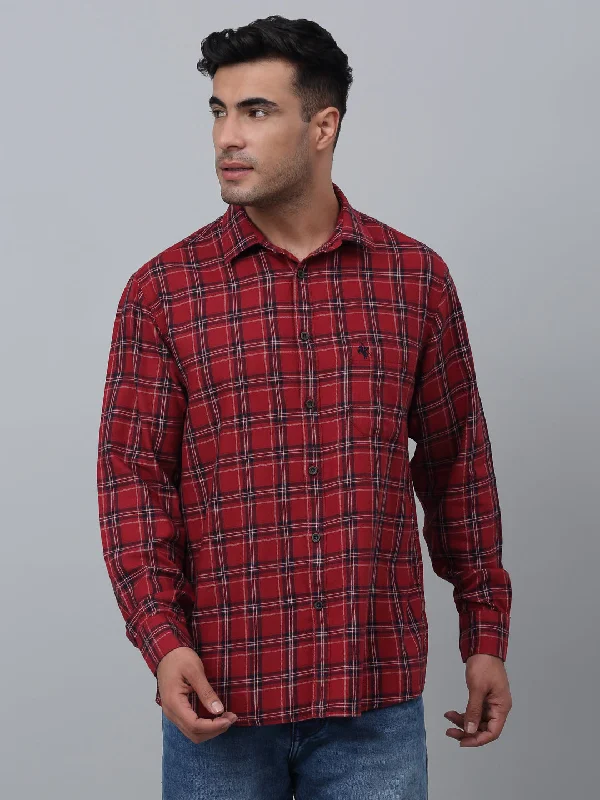 Men's Red  Casual Big Checks Full Sleeve Shirt