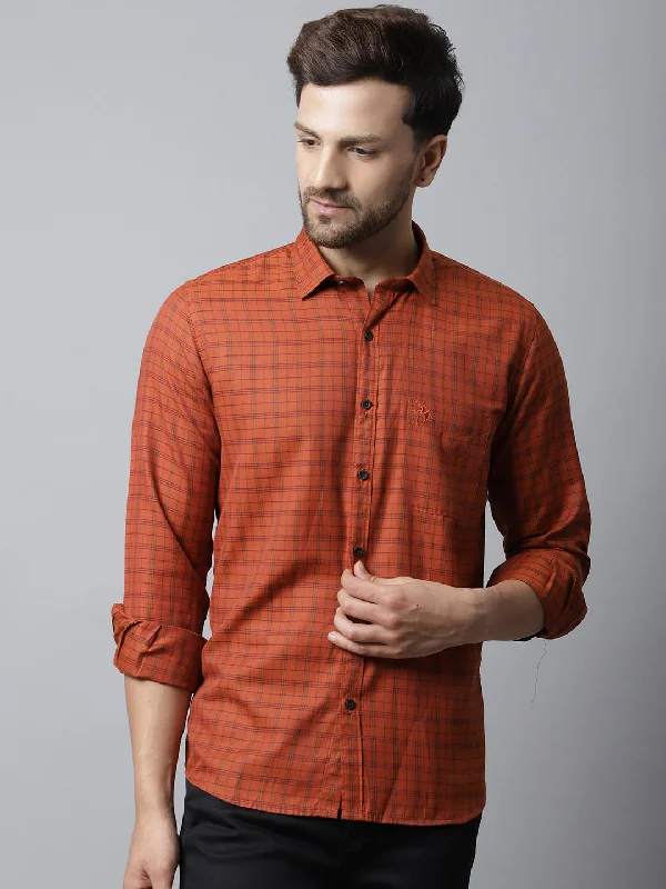 Men's Red Casual Medium Checks Full Sleeve Shirt