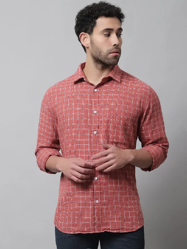 Men's Red Casual Medium Checks Full Sleeve Shirt