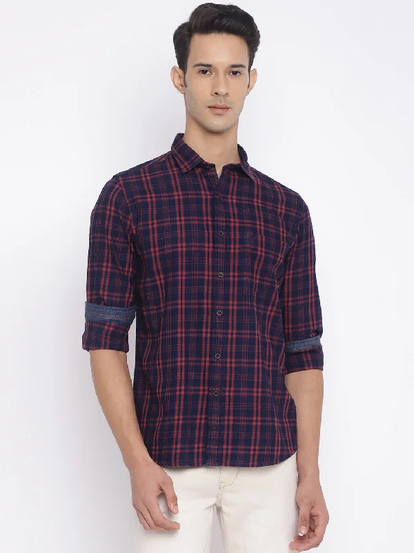 Men's Red Casual Medium Checks Full Sleeve Shirt