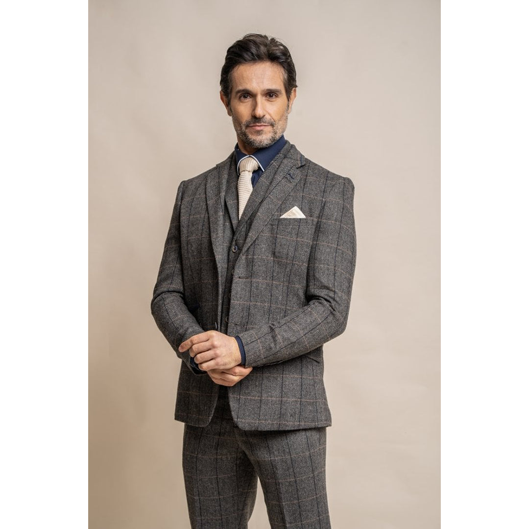 Albert - Men's Tweed Check Grey Blazer