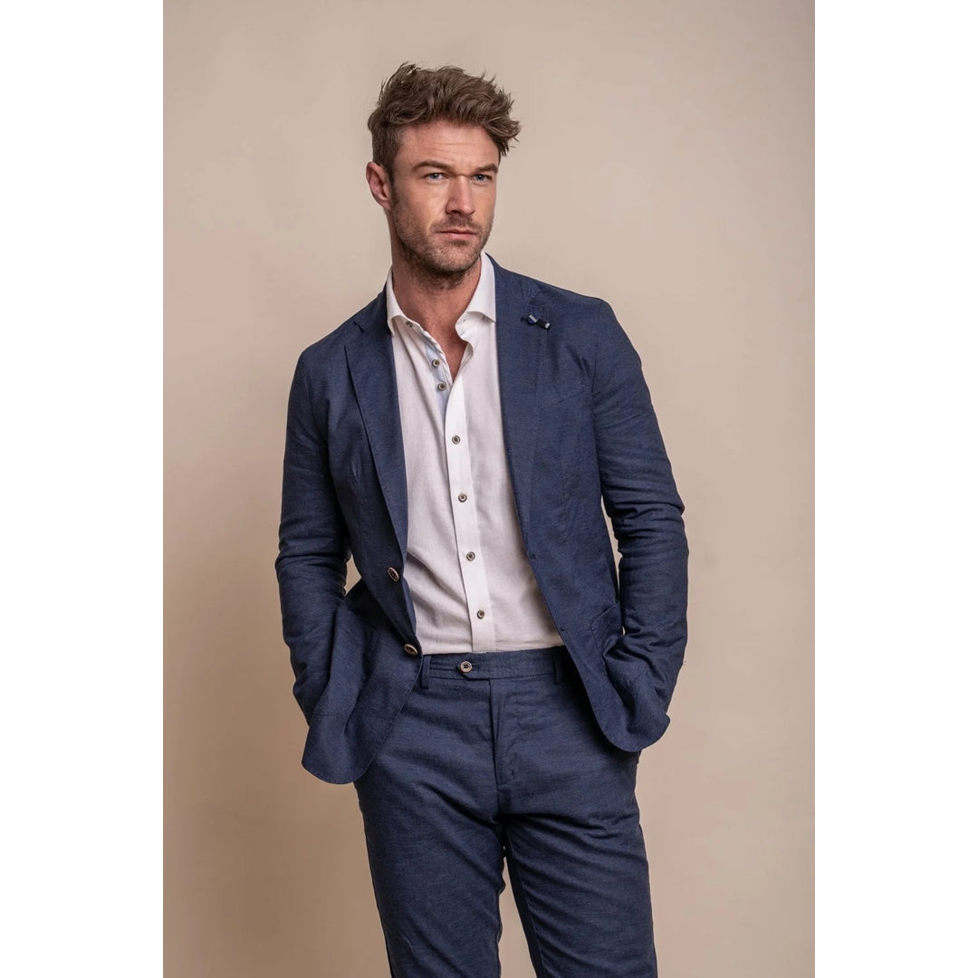 Alvari - Men's Navy Linen Summer Blazer