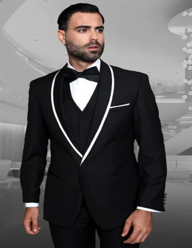 Mens Black Tailored Fit Tuxedo