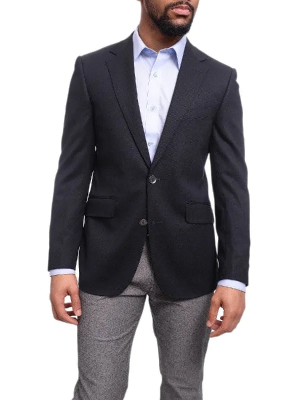 Napoli Classic Fit Solid Navy Blue Half Canvassed Wool Blazer Sportcoat