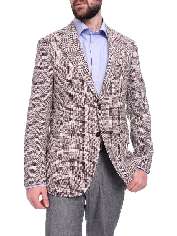 Napoli Slim Fit Black & White Glen Plaid Half Canvassed Marzotto Wool Blazer