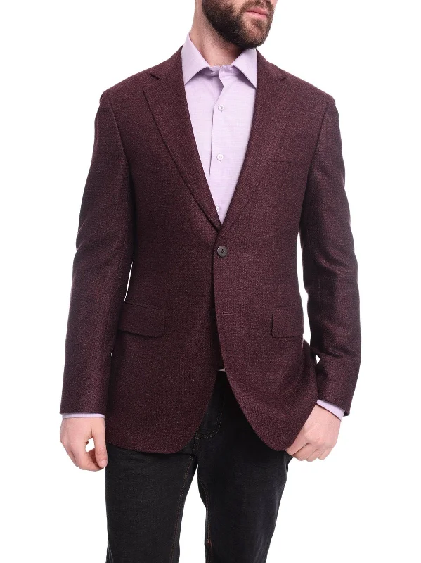 Napoli Slim Fit Maroon Tweed Two Button Half Canvassed Wool Blazer Sportcoat