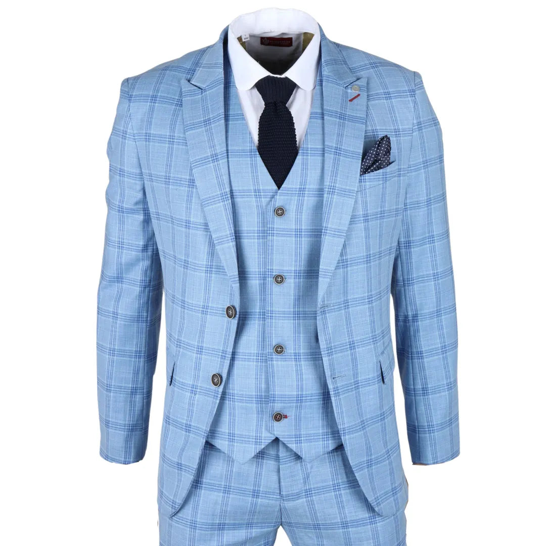 Plowman - Men's Light Blue Checked Blazer