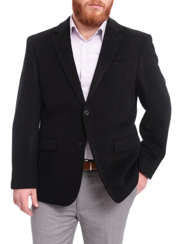 Prontomoda Classic Fit Solid Black Lambs Wool Cashmere Blend Blazer Sportcoat