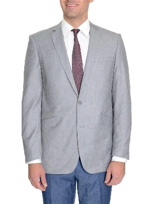 Raphael Mens Slim Fit Light Gray Two Button Blazer Suit Jacket