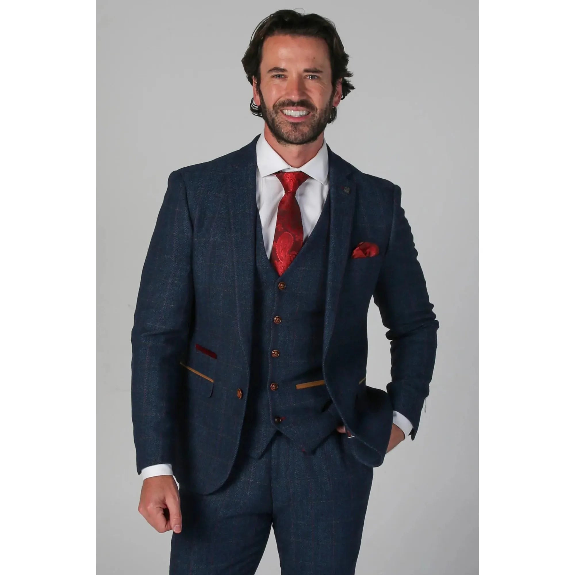 Scott - Men's Blue Tweed Checked Blazer