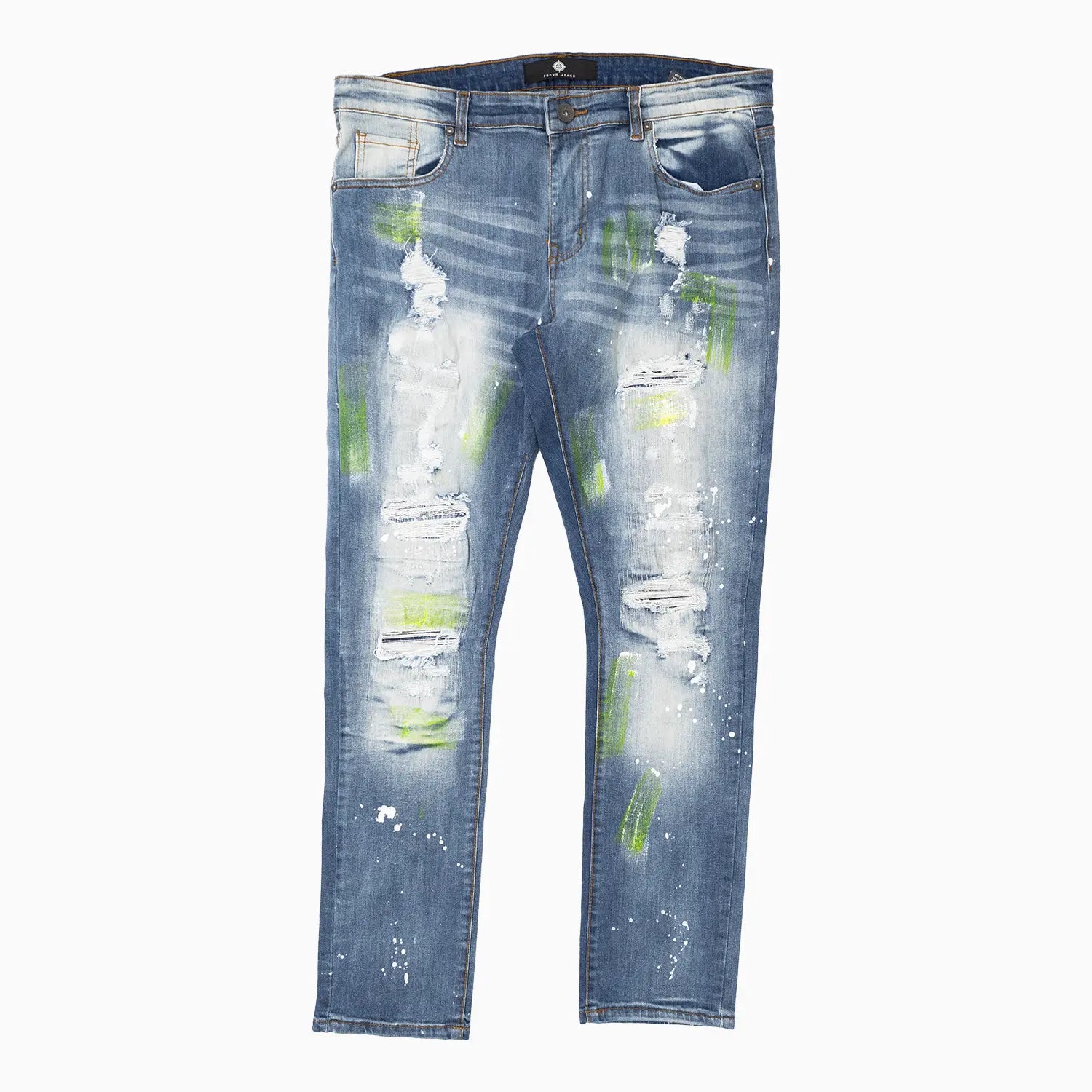 Men's Paint Splatter Embroidered Denim Pant