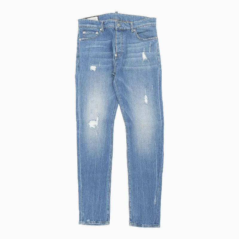 Men's Ribbed Light Blue Slim Denim Pant