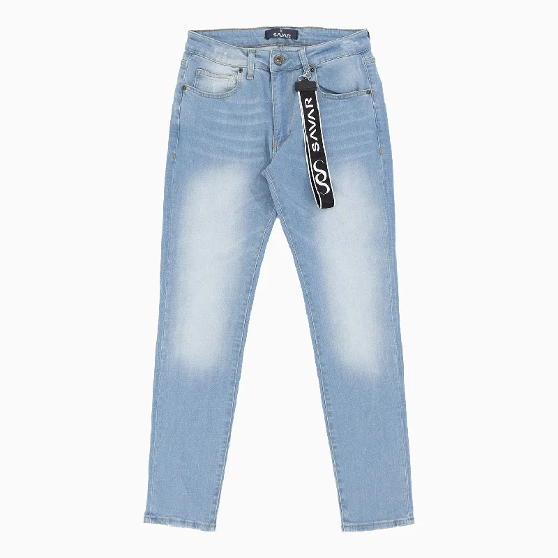 Men's Basic Ice Blue Slim Denim Pant