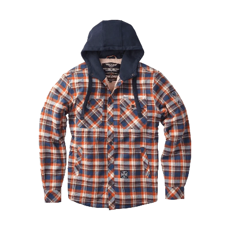 WCC SHERPA LINED FLANNEL JACKET - BROWN/ORANGE