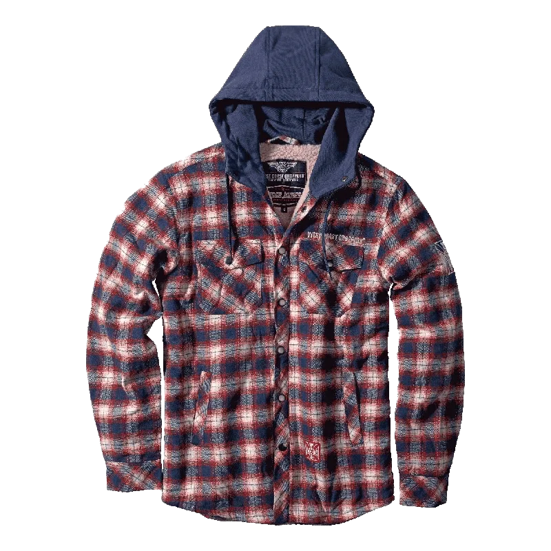 WCC SHERPA LINED FLANNEL JACKET - NAVY/RED