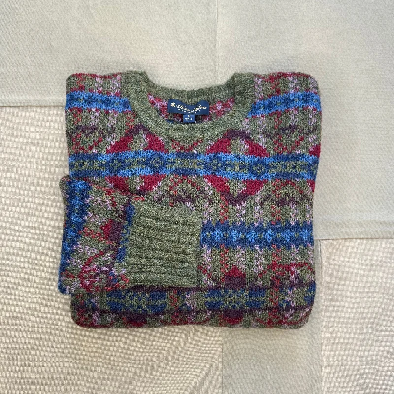 Wool Crewneck Sweater in Fair Isle Jacquard