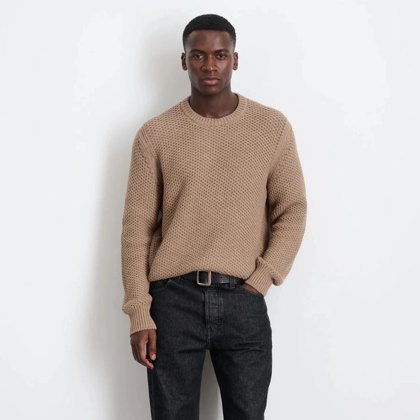 Benji Crewneck Sweater, Heather Camel