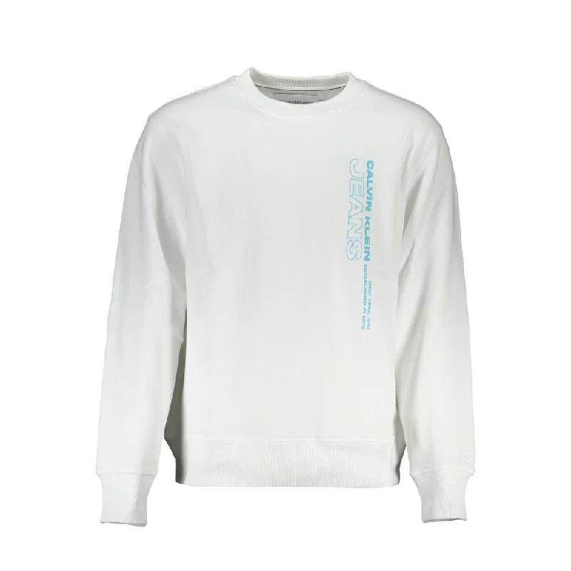 Calvin Klein Crisp White Crew Neck Cotton-Blend Men's Sweater