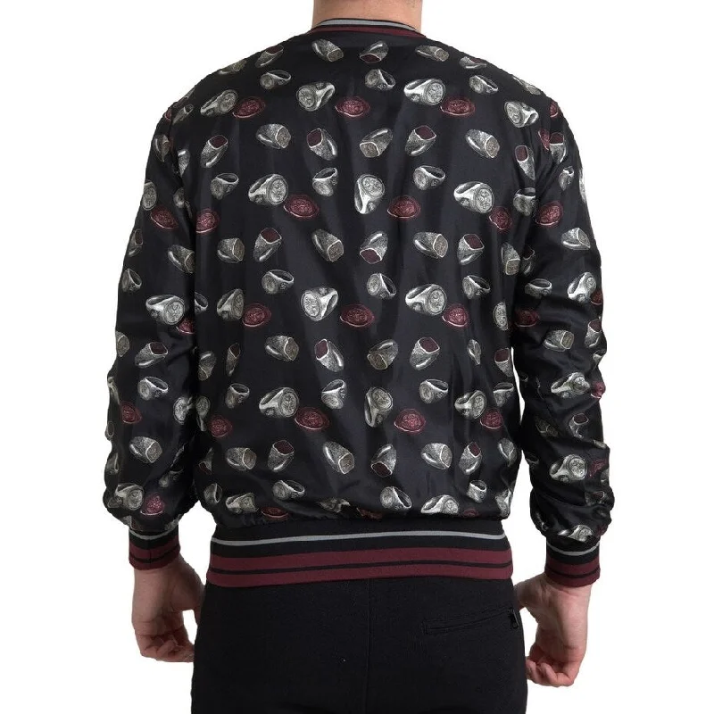 Dolce & Gabbana Elegant Silk Crewneck Pullover - Black Men's Multicolor