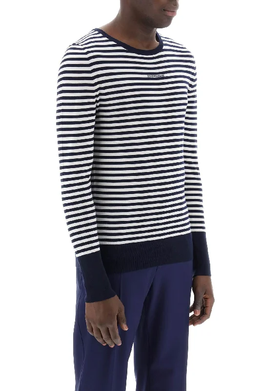 Dolce & Gabbana Lightweight Striped Wool Pullover Sweater