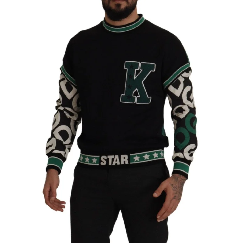 Dolce & Gabbana Regal Crewneck Pullover Sweater - Black & Men's Green