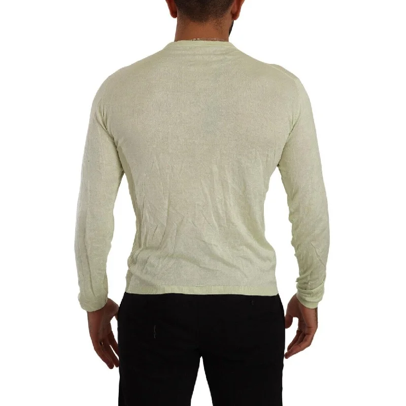 Domenico Tagliente Elegant Silk V-Neck Pullover Men's Sweater