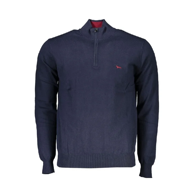 Harmont & Blaine Chic Half-Zip Blue Sweater with Embroidery Men's Detail