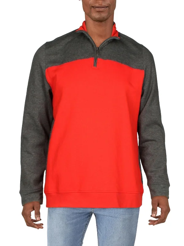 Mens Zip Neck Fleece Pullover Sweater