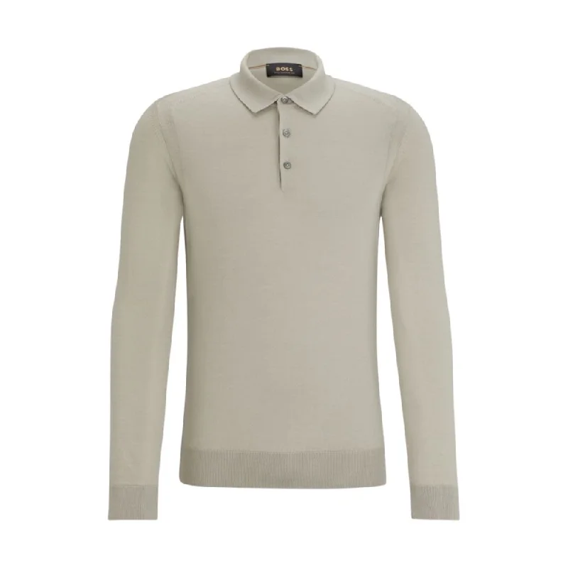 Polo-collar sweater in wool, silk and cashmere