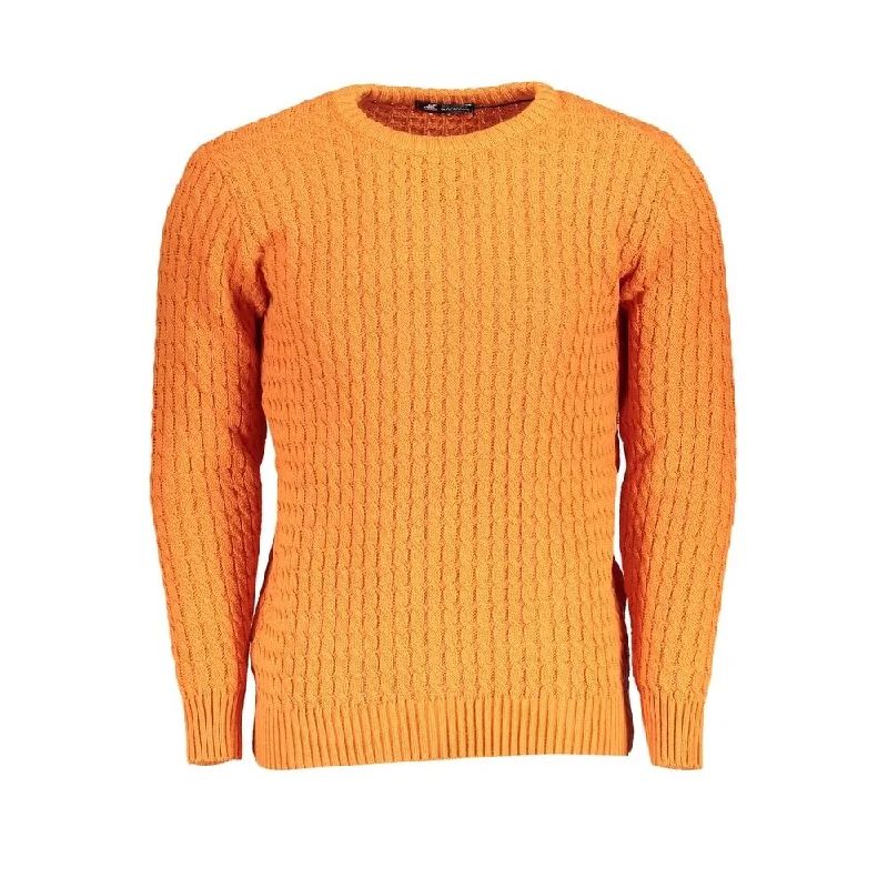 U.S. Grand Polo Elegant Twisted Crew Neck Orange Men's Sweater