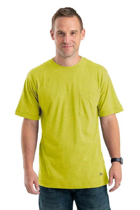 Berne Mens Yellow Cotton Blend Performance Pocket Tee S/S