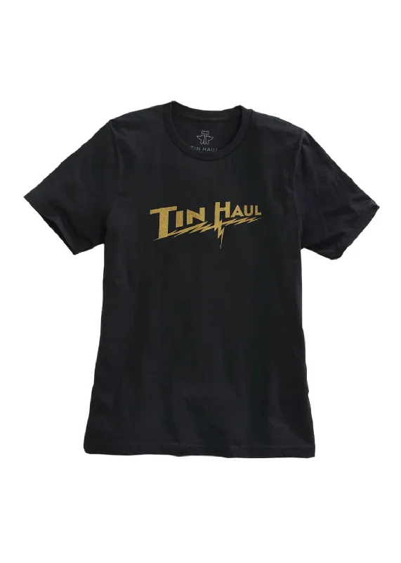 Tin Haul Mens Black 100% Cotton Lightening Bolt S/S T-Shirt