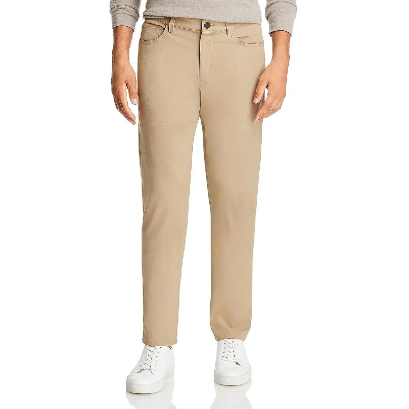 Mens Mid-Rise Cotton Blend Straight Leg Pants