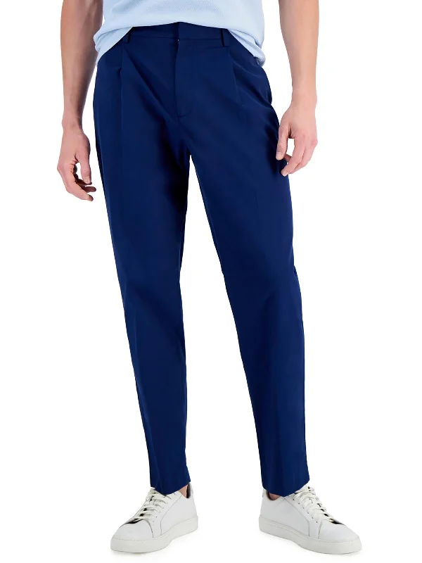 Mens Stretch Pleated Straight Leg Pants