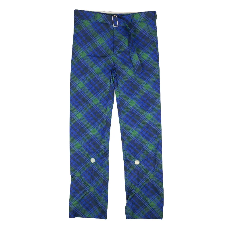 Stefan Cooke Studded Tartan Print Trousers - Blue/Green